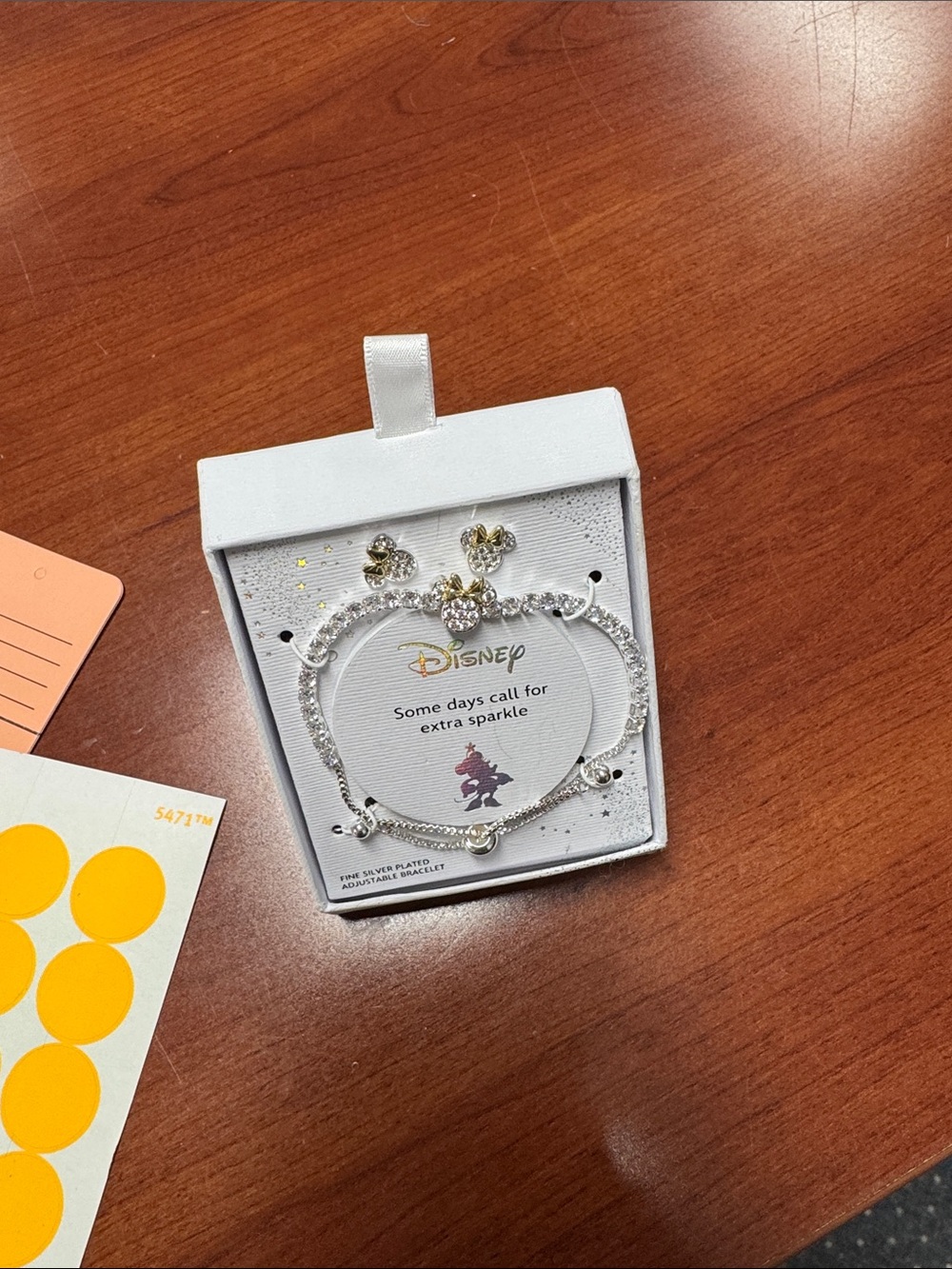 Disney Minnie silver plated bracelet earring set // 061827